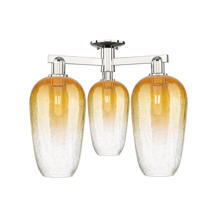 Innovations Brookhaven Flute 3Lt 25" Semi-Flush, PN/Amber - 716-3F-PN-G484-7AM