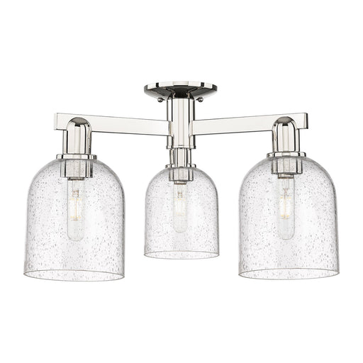 Innovations Bella 23in 3-Light Semi-Flush Mount | Industrial Polished Nickel Steel and Seedy Glass | Entryway & Hallway | 23 x | Model 716-3F-PN-G558-6SDY