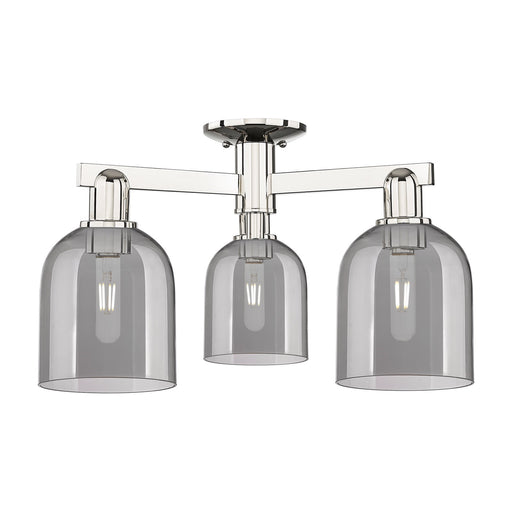 Innovations Bella 23in 3-Light Semi-Flush Mount | Industrial Polished Nickel and Light Smoked Glass | Entryway & Hallway | 23 x | Model 716-3F-PN-G558-6SM