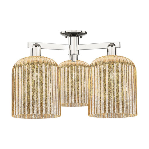 Innovations Bridal Veil 26in 3-Light Semi-Flush Mount | Industrial Polished Nickel and Mercury Ribbed Glass | Entryway & | Model 716-3F-PN-G559-8ME