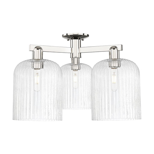 Innovations Bridal Veil 26in 3-Light Semi-Flush Mount | Industrial Polished Nickel and Seedy Bell Glass | Entryway & Hallway | Model 716-3F-PN-G559-8SDY