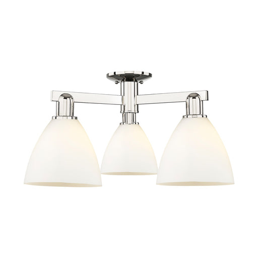 Innovations Bristol 25in 3-Light Semi-Flush Mount | Industrial Polished Nickel and Matte White Glass | Entryway & Hallway | 25 x | Model 716-3F-PN-GBD-751