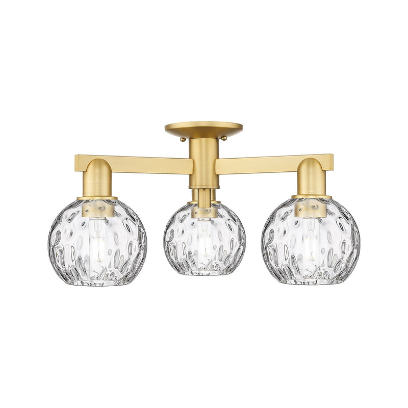 Innovations Athens Water Glass 24in 3-Light Semi-Flush Mount | Industrial Satin Gold Steel and Clear Glass | Entryway & Hallway | Model 716-3F-SG-G1215-6