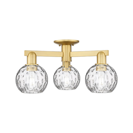 Innovations Athens Water Glass 24in 3-Light Semi-Flush Mount | Industrial Satin Gold Steel and Clear Glass | Entryway & Hallway | Model 716-3F-SG-G1215-6