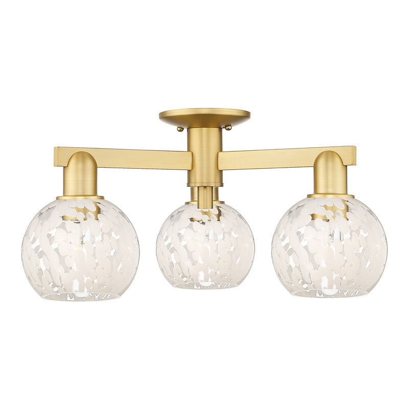Innovations Lighting Arcadia 24in 3-Light Semi-Flush Mount | Industrial Satin Gold Steel and White Mouchette Glass | Kitchen & | Model 716-3F-SG-G1216-6WM