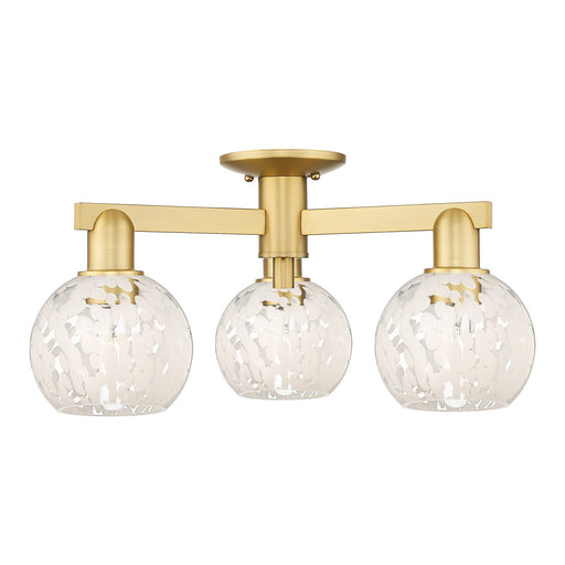 Innovations Lighting Arcadia 24in 3-Light Semi-Flush Mount | Industrial Satin Gold Steel and White Mouchette Glass | Kitchen & | Model 716-3F-SG-G1216-6WM