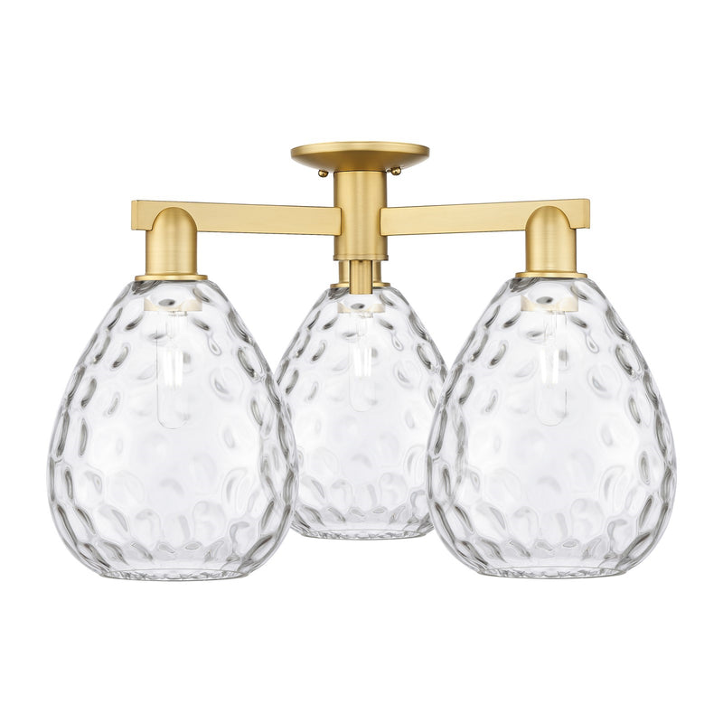 Innovations Waverly 26in 3-Light Semi-Flush Mount | Industrial Satin Gold Steel and Clear Glass | Living Room & Dining Room | 25.5 | Model 716-3F-SG-G372