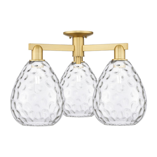 Innovations Waverly 26in 3-Light Semi-Flush Mount | Industrial Satin Gold Steel and Clear Glass | Living Room & Dining Room | 25.5 | Model 716-3F-SG-G372