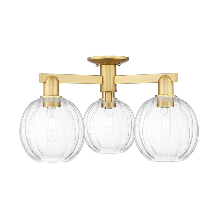 Innovations Preston 3Lt 25" Globe Semi-Flush, Gold/Clear - 716-3F-SG-G458-7CL