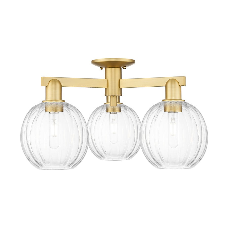 Innovations Preston 3Lt 25" Globe Semi-Flush, Gold/Clear - 716-3F-SG-G458-7CL