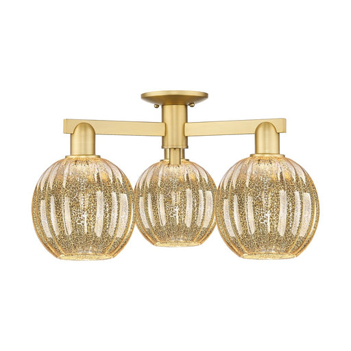 Innovations Preston 3Lt 25" Globe Semi-Flush, Gold/Mercury - 716-3F-SG-G458-7ME