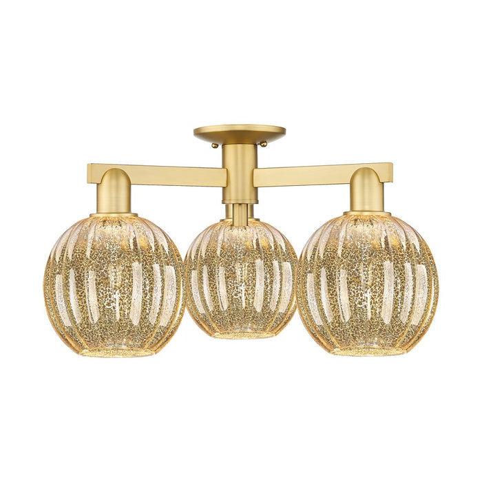 Innovations Preston 3Lt 25" Globe Semi-Flush, Gold/Mercury - 716-3F-SG-G458-7ME