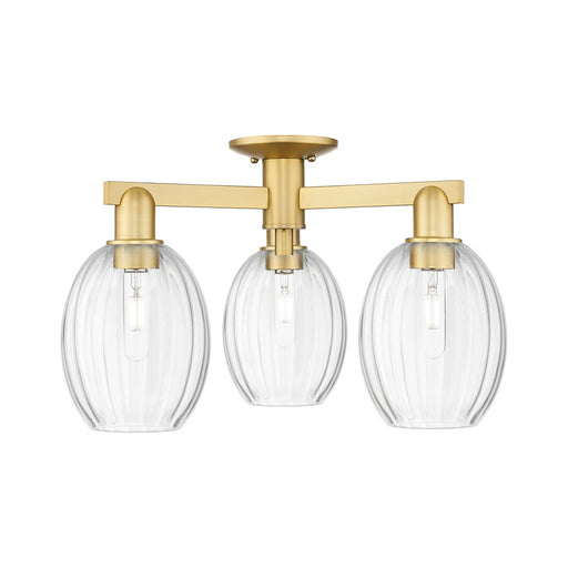 Innovations Preston 3Lt 24" Bulb Semi-Flush, Gold/Clear - 716-3F-SG-G459-6CL