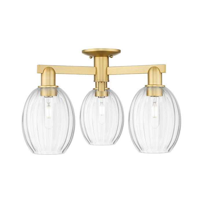 Innovations Preston 3Lt 24" Bulb Semi-Flush, Gold/Clear - 716-3F-SG-G459-6CL