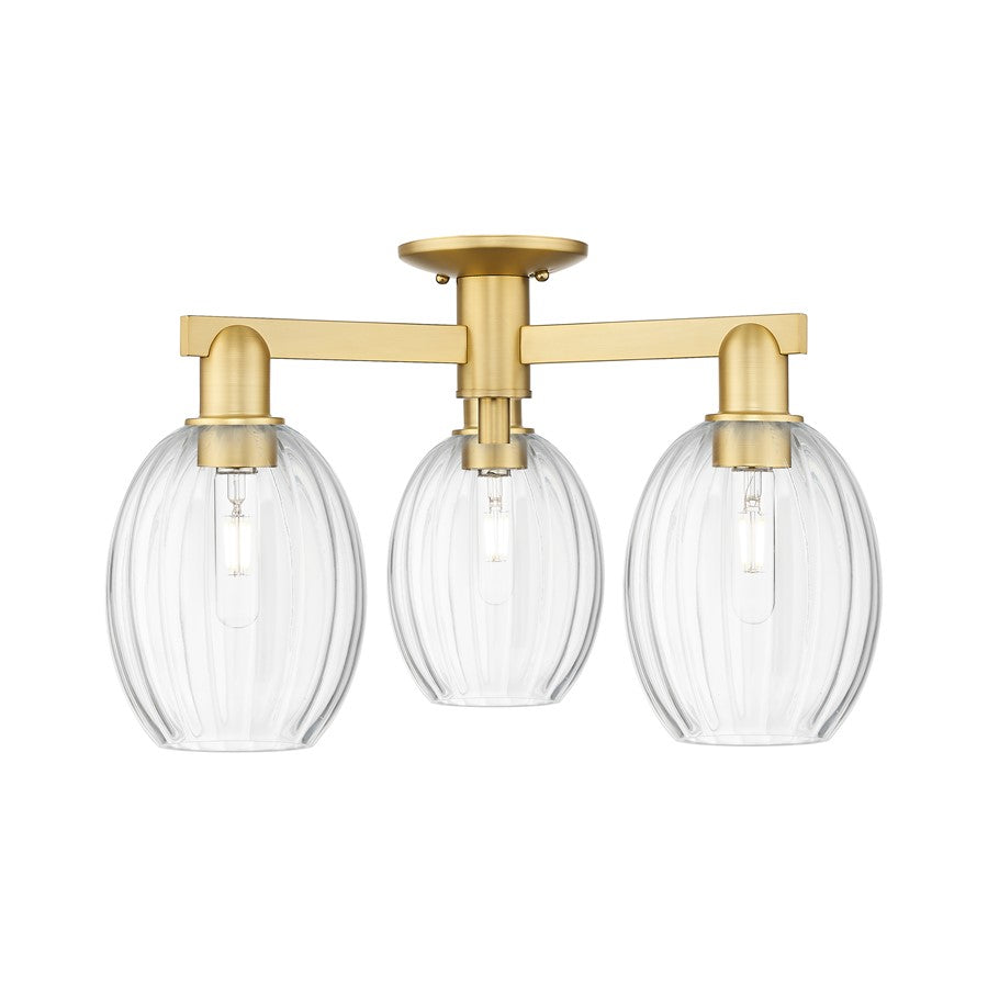 Innovations Preston 3Lt 24" Bulb Semi-Flush, Gold/Clear - 716-3F-SG-G459-6CL