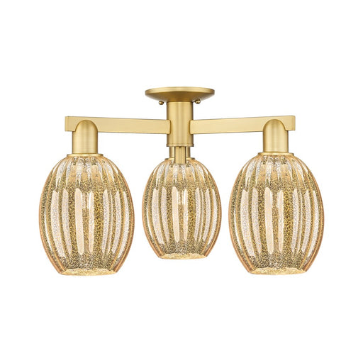 Innovations Preston 3Lt 24" Bulb Semi-Flush, Gold/Mercury - 716-3F-SG-G459-6ME