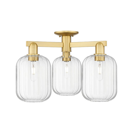 Innovations Preston 3Lt 24" Jar Semi-Flush, Gold/Clear - 716-3F-SG-G460-7CL