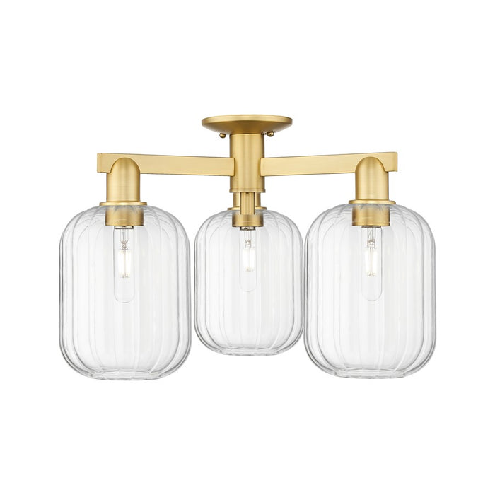 Innovations Preston 3Lt 24" Jar Semi-Flush, Gold/Clear - 716-3F-SG-G460-7CL