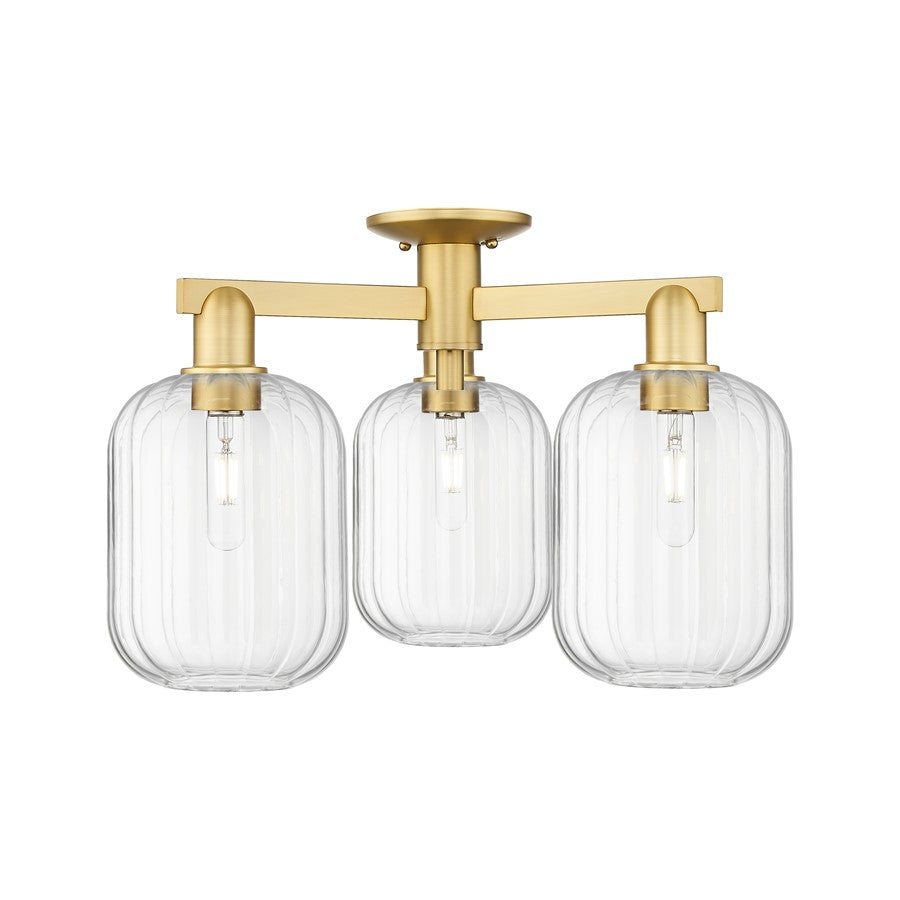 Innovations Preston 3Lt 24" Jar Semi-Flush, Gold/Clear - 716-3F-SG-G460-7CL