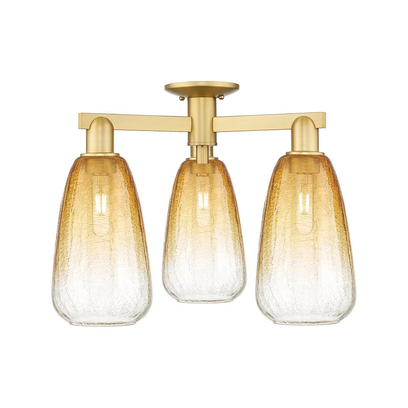Innovations Brookhaven Almond 3Lt 24" Semi-Flush, GD/AM - 716-3F-SG-G480-6AM