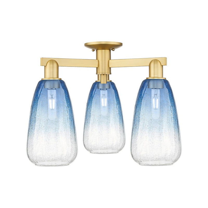 Innovations Brookhaven Almond 3Lt 24" Semi-Flush, Gold/SB - 716-3F-SG-G480-6SB