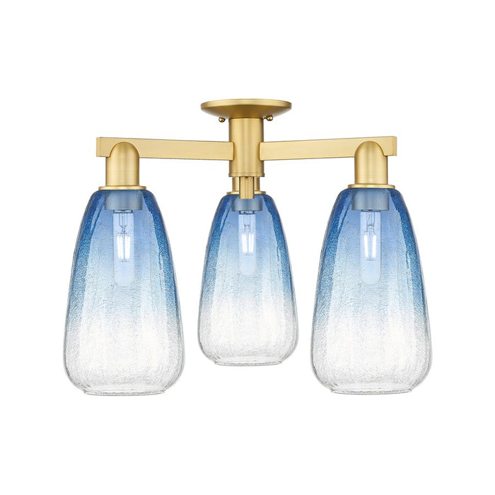Innovations Brookhaven Almond 3Lt 24" Semi-Flush, Gold/SB - 716-3F-SG-G480-6SB