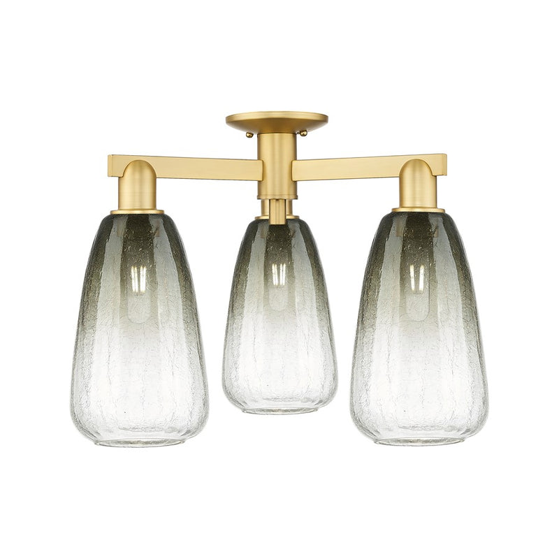 Innovations Brookhaven Almond 3Lt 24" Semi-Flush, GD/Slate - 716-3F-SG-G480-6SL