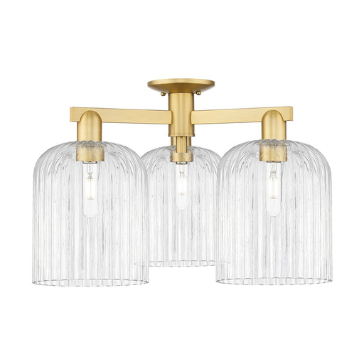 Innovations Bridal Veil 26in 3-Light Semi-Flush Mount | Industrial Satin Gold Steel and Clear Bridal Veil Glass | Entryway & | Model 716-3F-SG-G559-8CL