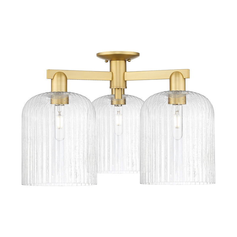 Innovations Bridal Veil 26in 3-Light Semi-Flush Mount | Industrial Modern Satin Gold Steel and Seedy Glass | Entryway & | Model 716-3F-SG-G559-8SDY