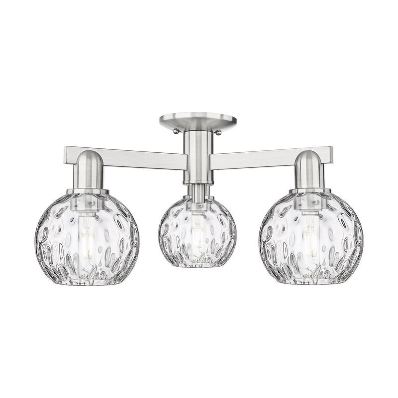 Innovations Athens Water Glass 24in 3-Light Semi-Flush Mount | Industrial Brushed Satin Nickel and Clear Glass | Damp-Rated | Model 716-3F-SN-G1215-6
