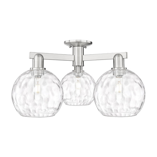 Innovations Athens Water Glass 26in 3-Light Semi-Flush Mount | Industrial Brushed Satin Nickel and Clear Glass | Entryway & | Model 716-3F-SN-G1215-8