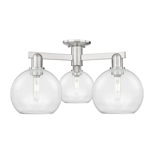 Innovations Athens 26in 3-Light Semi-Flush Mount | Industrial Brushed Satin Nickel and Clear Glass | Entryway & Hallway | 25.5 x | Model 716-3F-SN-G122-8