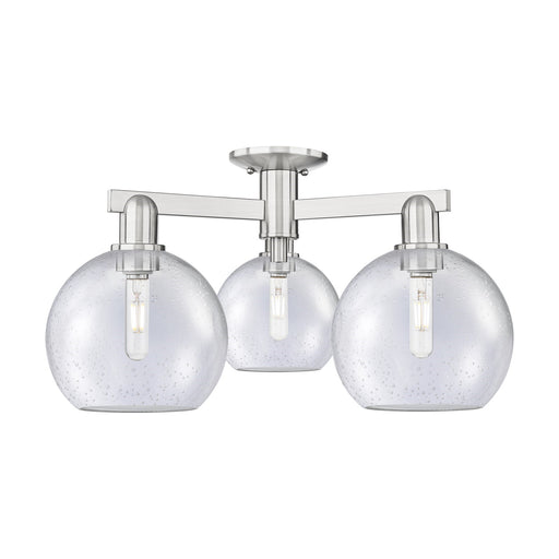 Innovations Athens 26in 3-Light Semi-Flush Mount | Industrial Brushed Satin Nickel and Seedy Glass | Living Room & Hallway | 25.5 | Model 716-3F-SN-G124-8