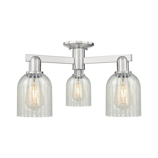 Innovations Caledonia 22.5in 3-Light Semi-Flush Mount | Industrial Brushed Satin Nickel and Mouchette Glass | Entryway & Hallway | Model 716-3F-SN-G2511