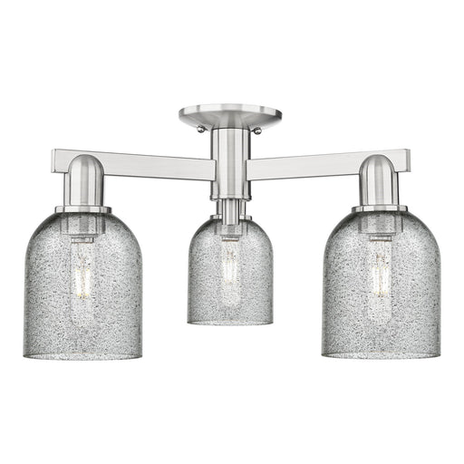 Innovations Caledonia 23in 3-Light Semi-Flush Mount | Industrial Brushed Satin Nickel and Charcoal Glass | Kitchen & Hallway | 22.5 | Model 716-3F-SN-G257