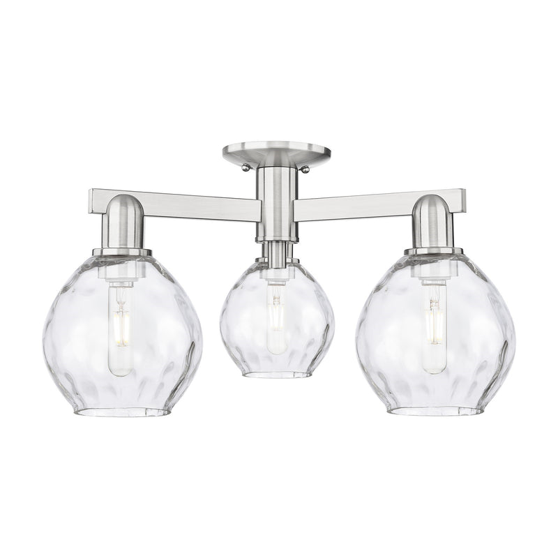 Innovations Waverly 24in 3-Light Semi-Flush Mount | Industrial Brushed Satin Nickel and Clear Glass | Living Room & Hallway | 23.5 | Model 716-3F-SN-G362