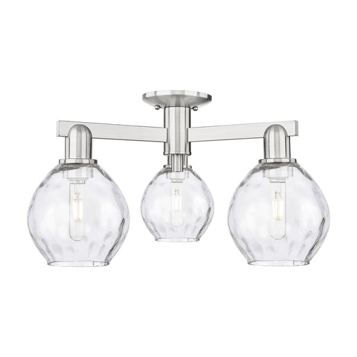 Innovations Waverly 24in 3-Light Semi-Flush Mount | Industrial Brushed Satin Nickel and Clear Glass | Living Room & Hallway | 23.5 | Model 716-3F-SN-G362