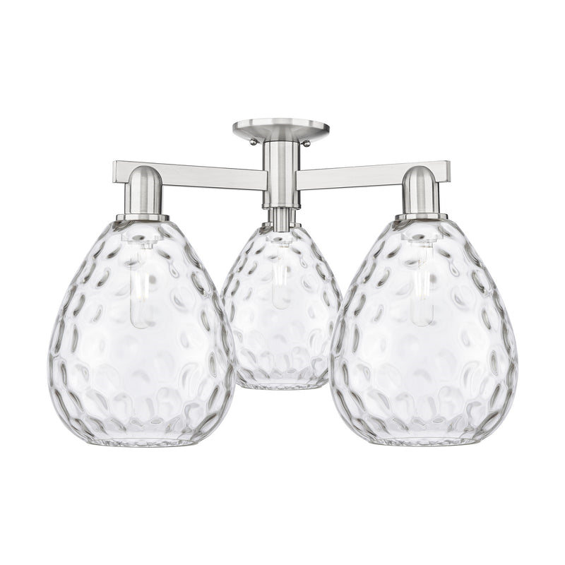 Innovations Waverly 26in 3-Light Semi-Flush Mount | Industrial Brushed Satin Nickel Steel and Clear Glass | Living Room, Bedroom & | Model 716-3F-SN-G372