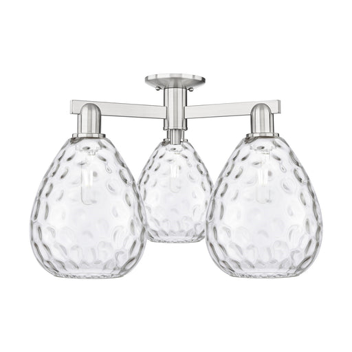 Innovations Waverly 26in 3-Light Semi-Flush Mount | Industrial Brushed Satin Nickel Steel and Clear Glass | Living Room, Bedroom & | Model 716-3F-SN-G372