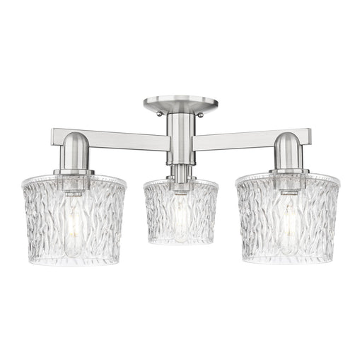 Innovations Niagara 24in 3-Light Semi-Flush | Industrial Brushed Satin Nickel and Clear Glass | Kitchen & Hallway | 24 x 24 x 10.38 | Model 716-3F-SN-G402