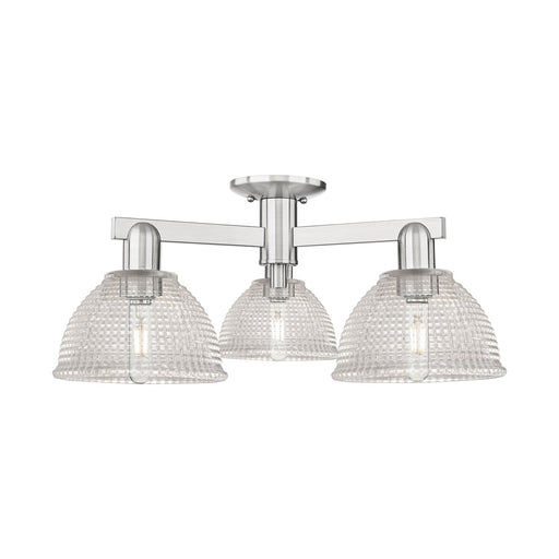 Innovations Arietta 26in 3-Light Semi-Flush Mount | Industrial Brushed Satin Nickel and Clear Glass | Entryway & Hallway | 25.5 x | Model 716-3F-SN-G422