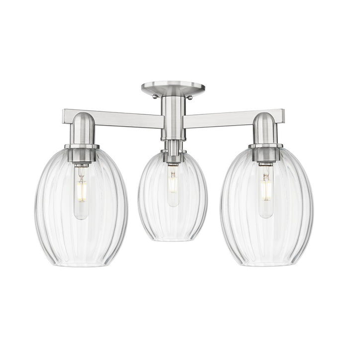 Innovations Preston 3Lt 24" Bulb Semi-Flush, SN/Clear - 716-3F-SN-G459-6CL