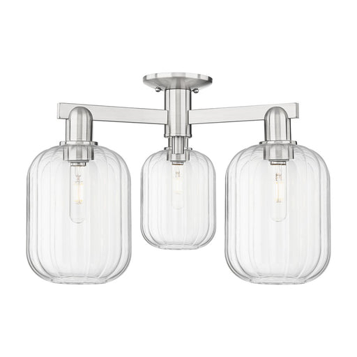 Innovations Preston 3Lt 24" Jar Semi-Flush, SN/Clear - 716-3F-SN-G460-7CL