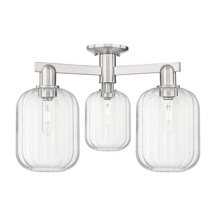 Innovations Preston 3Lt 24" Jar Semi-Flush, SN/Clear - 716-3F-SN-G460-7CL