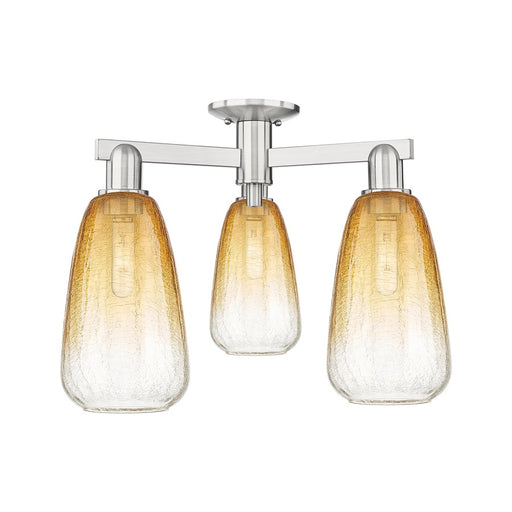Innovations Brookhaven Almond 3Lt 24" Semi-Flush, SN/Amber - 716-3F-SN-G480-6AM