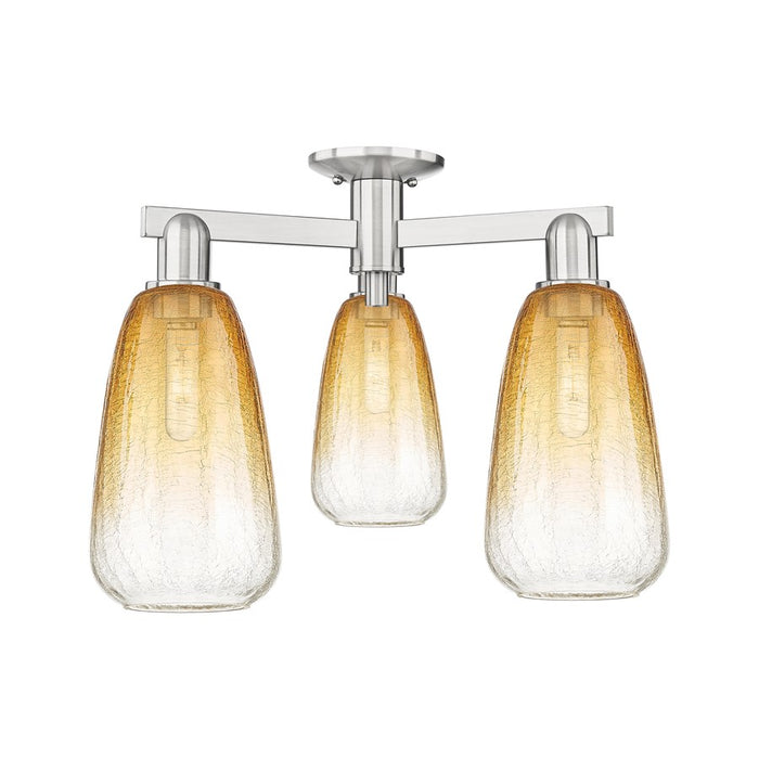 Innovations Brookhaven Almond 3Lt 24" Semi-Flush, SN/Amber - 716-3F-SN-G480-6AM