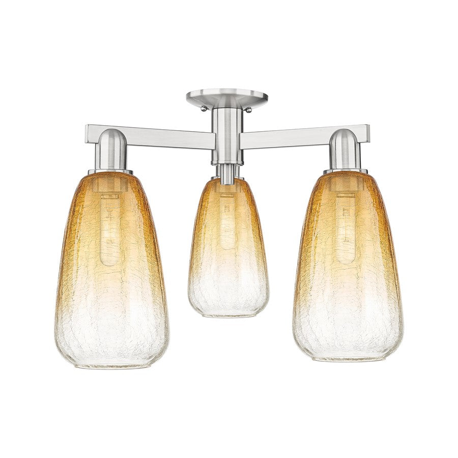 Innovations Brookhaven Almond 3Lt 24" Semi-Flush, SN/Amber - 716-3F-SN-G480-6AM