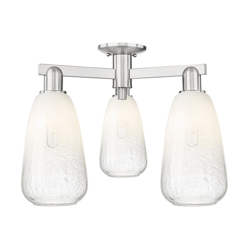 Innovations Brookhaven Almond 3Lt 24" Semi-Flush, SN/Opal - 716-3F-SN-G480-6OP