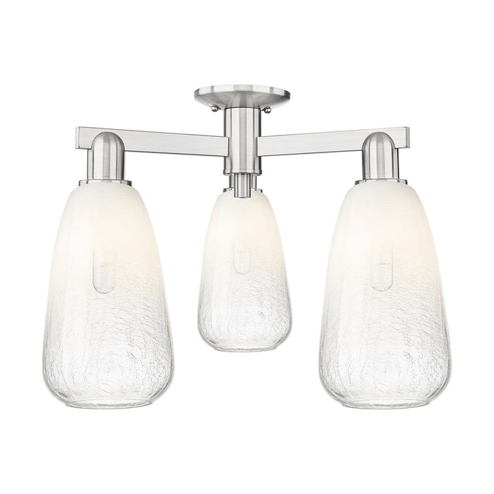 Innovations Brookhaven Almond 3Lt 24" Semi-Flush, SN/Opal - 716-3F-SN-G480-6OP