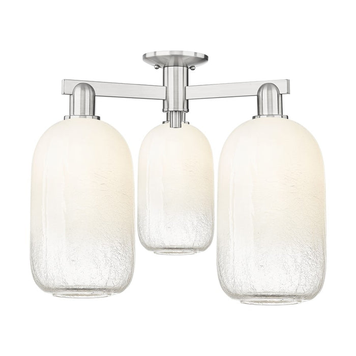 Innovations Brookhaven Cloche 3Lt 25" Semi-Flush, SN/Opal - 716-3F-SN-G482-7OP